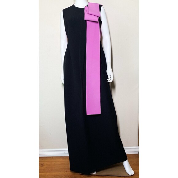 Roksanda Maxi Dress UK 16 US 12 Black Crepe Pink Purple Evening Full-Length Gown